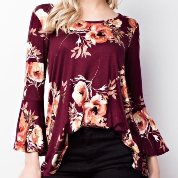 Tops - Floral Scoop Neck Top